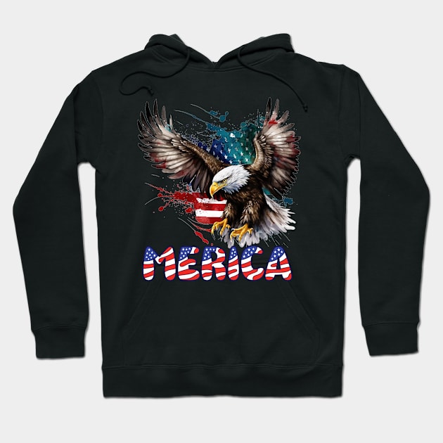 4th Of July Merica Patriotic USA Flag Bald Eagle Hoodie by nickymax915
